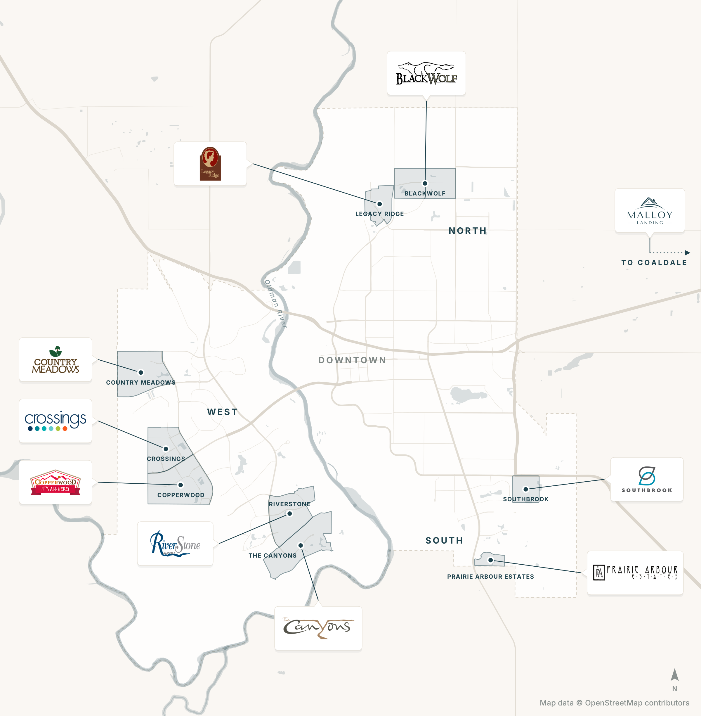 Lethbridge Communities Map Desktop