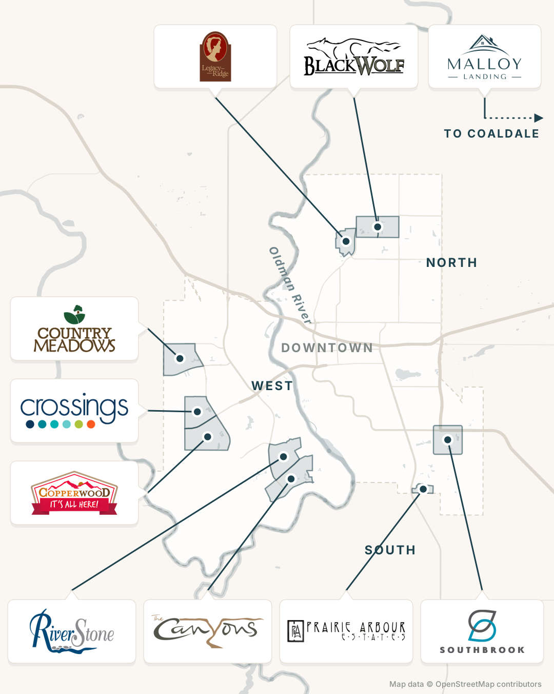 Lethbridge Communities Map Mobile